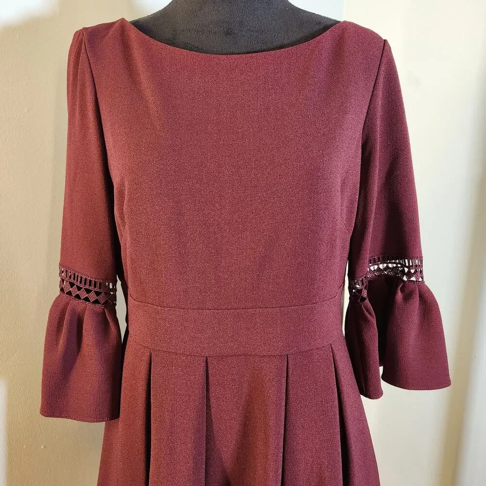 ELIZA J NWT Bell Sleeve Lace Inset Fit & Flare Dress, Size 12 - Picture 11 of 15